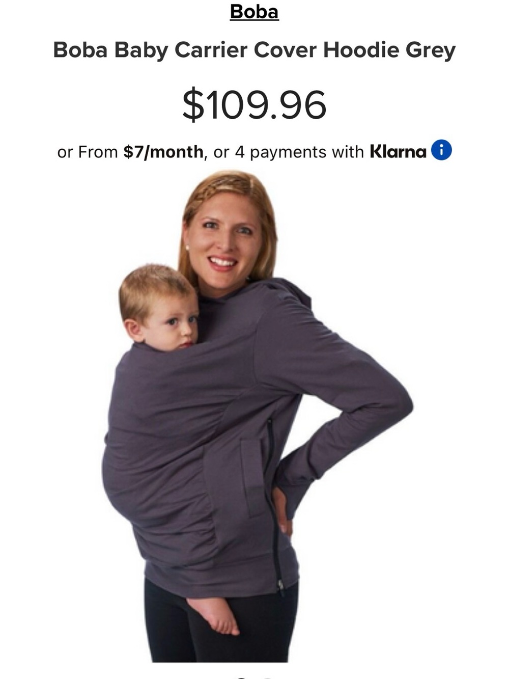 Hoodie for baby wearing Black Large